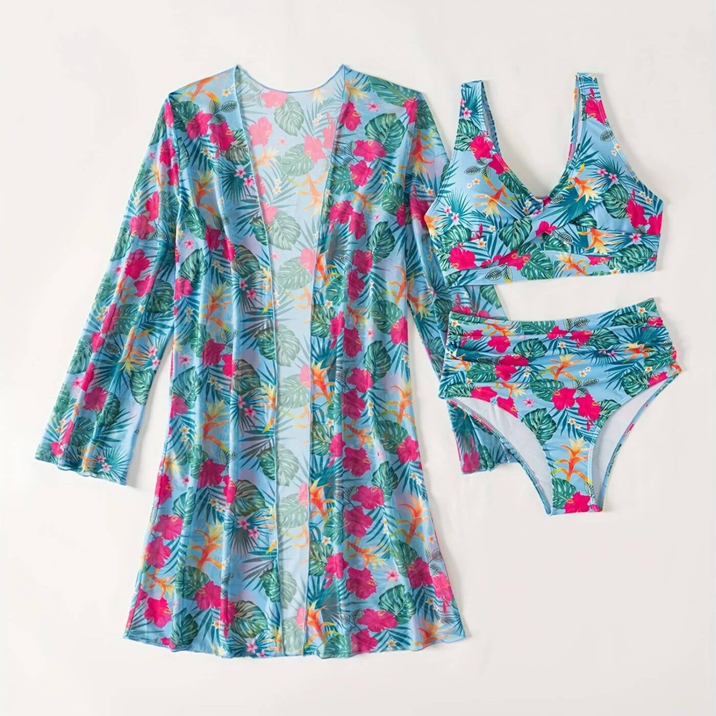 Allison™ – High Waist Tropical 3 Piece Bikini Set