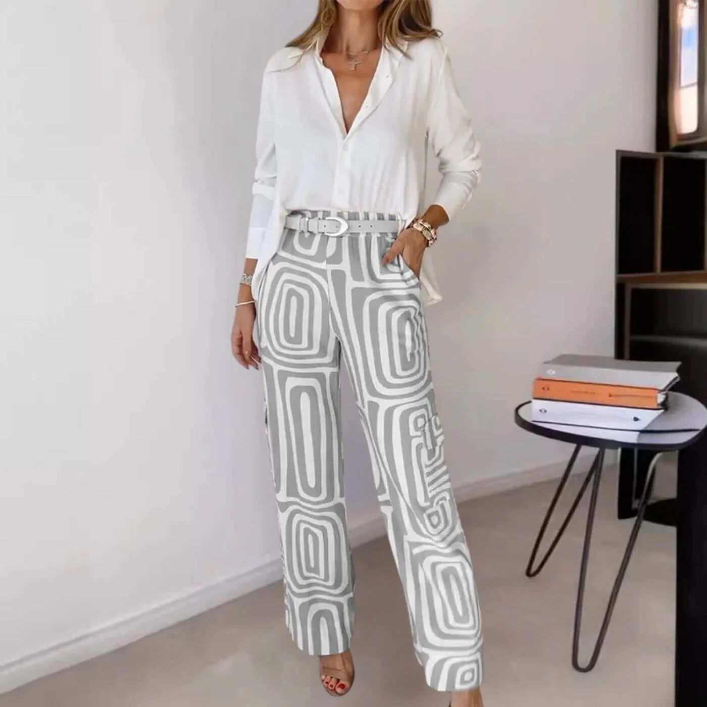 Ashley™ – Ensemble Chic avec Blouse et Pantalon + Ceinture