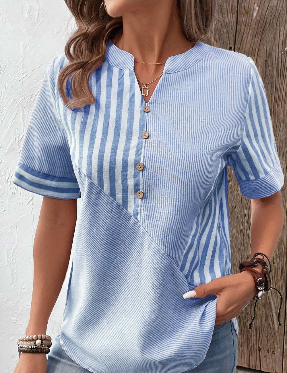 Dorothea™ - Casual Striped Button-Down Blouse