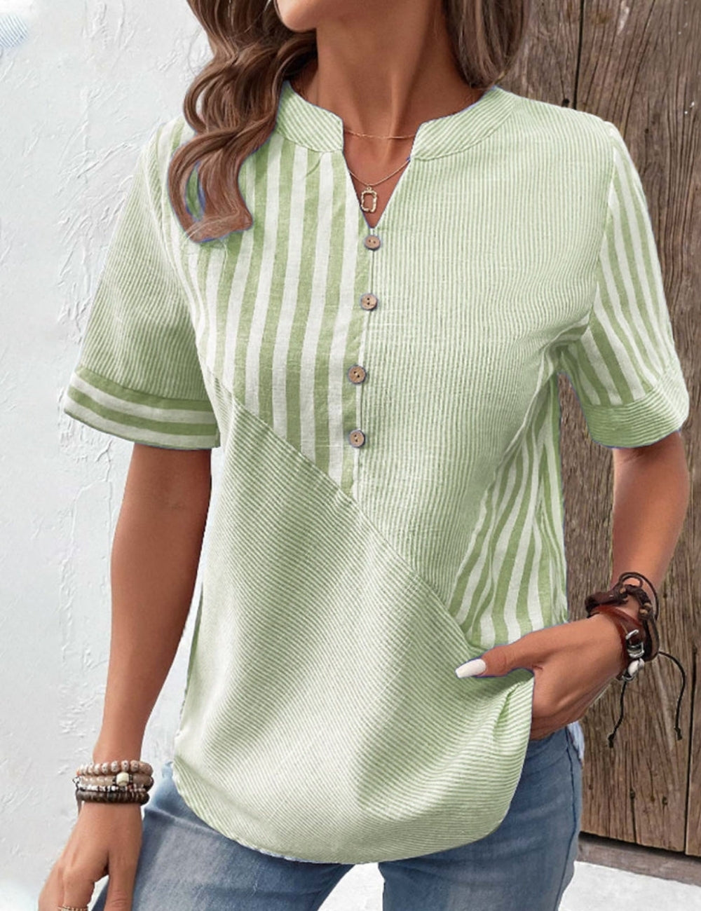 Dorothea™ - Casual Striped Button-Down Blouse