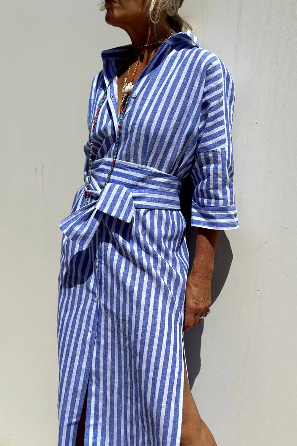 Emilie™ – Elegant Stripes Shirt Dress