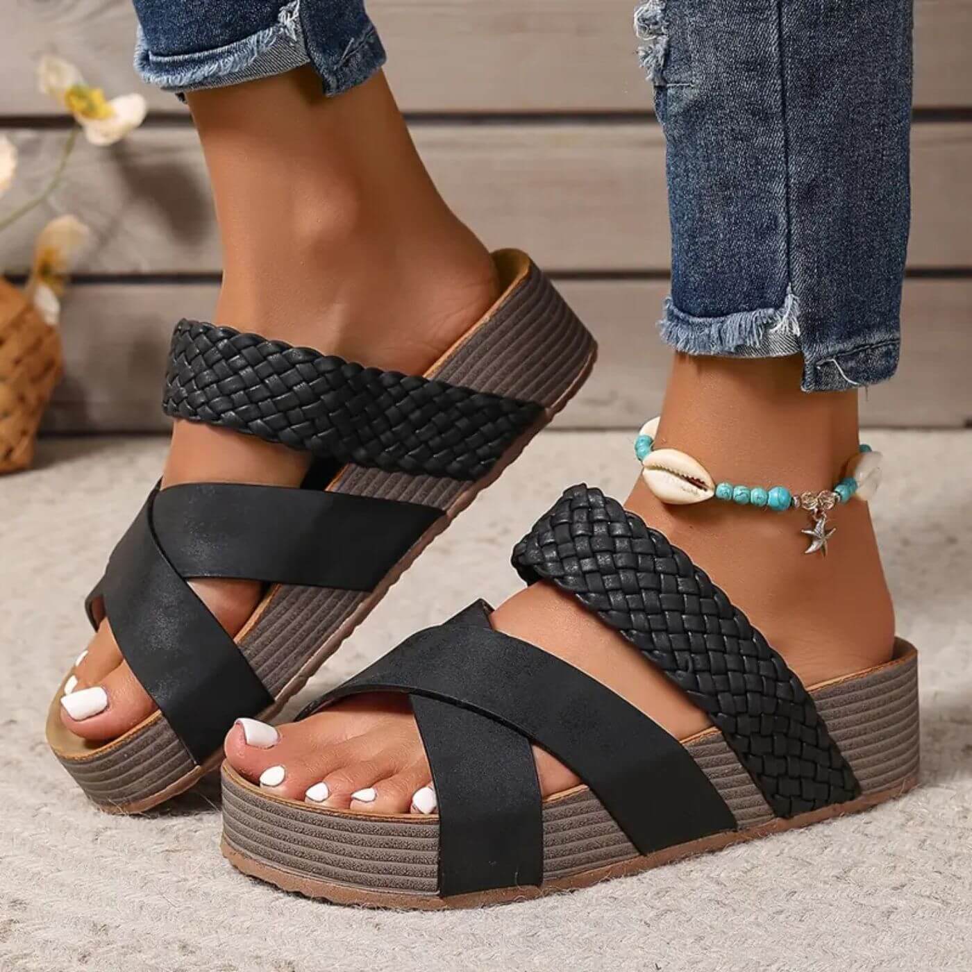 Geneviève™ – Orthopedic Leather Strap Summer Sandals