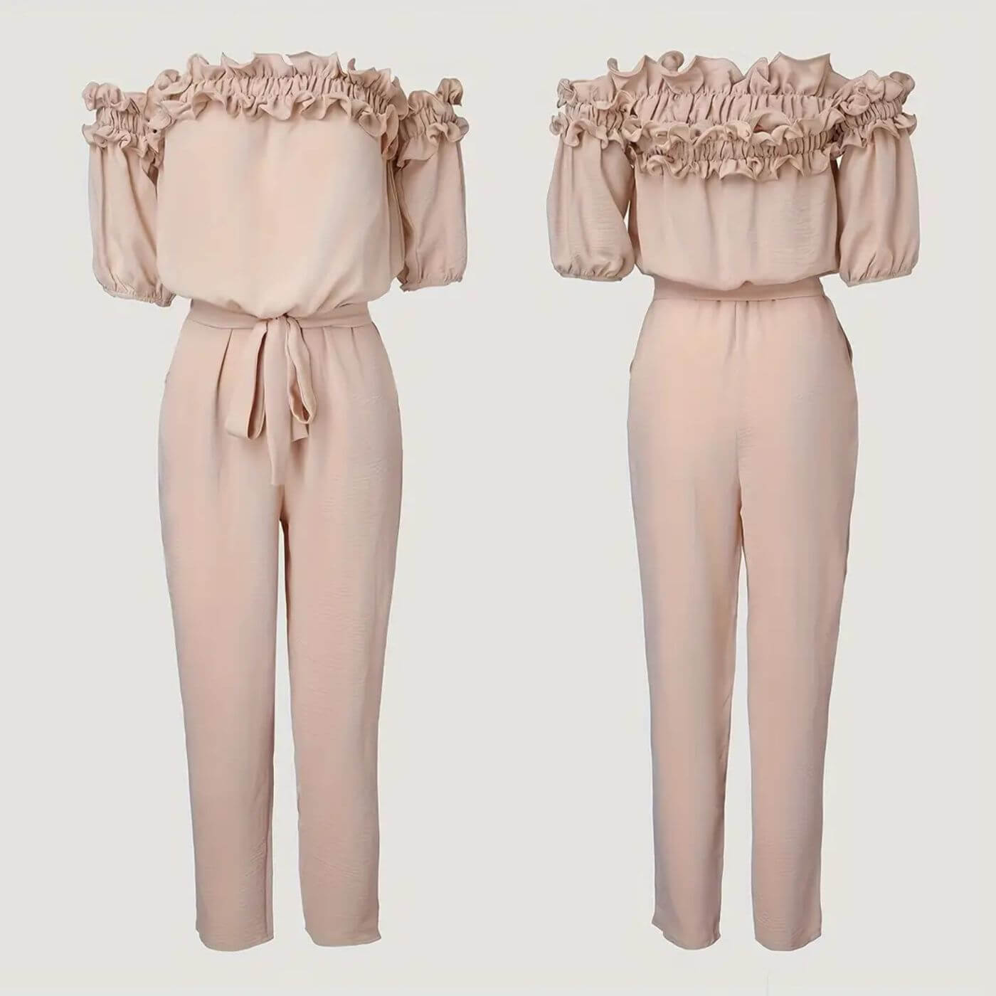 Hannah™ - Combinaison Épaule Dénudée avec Ceinture à la Taille