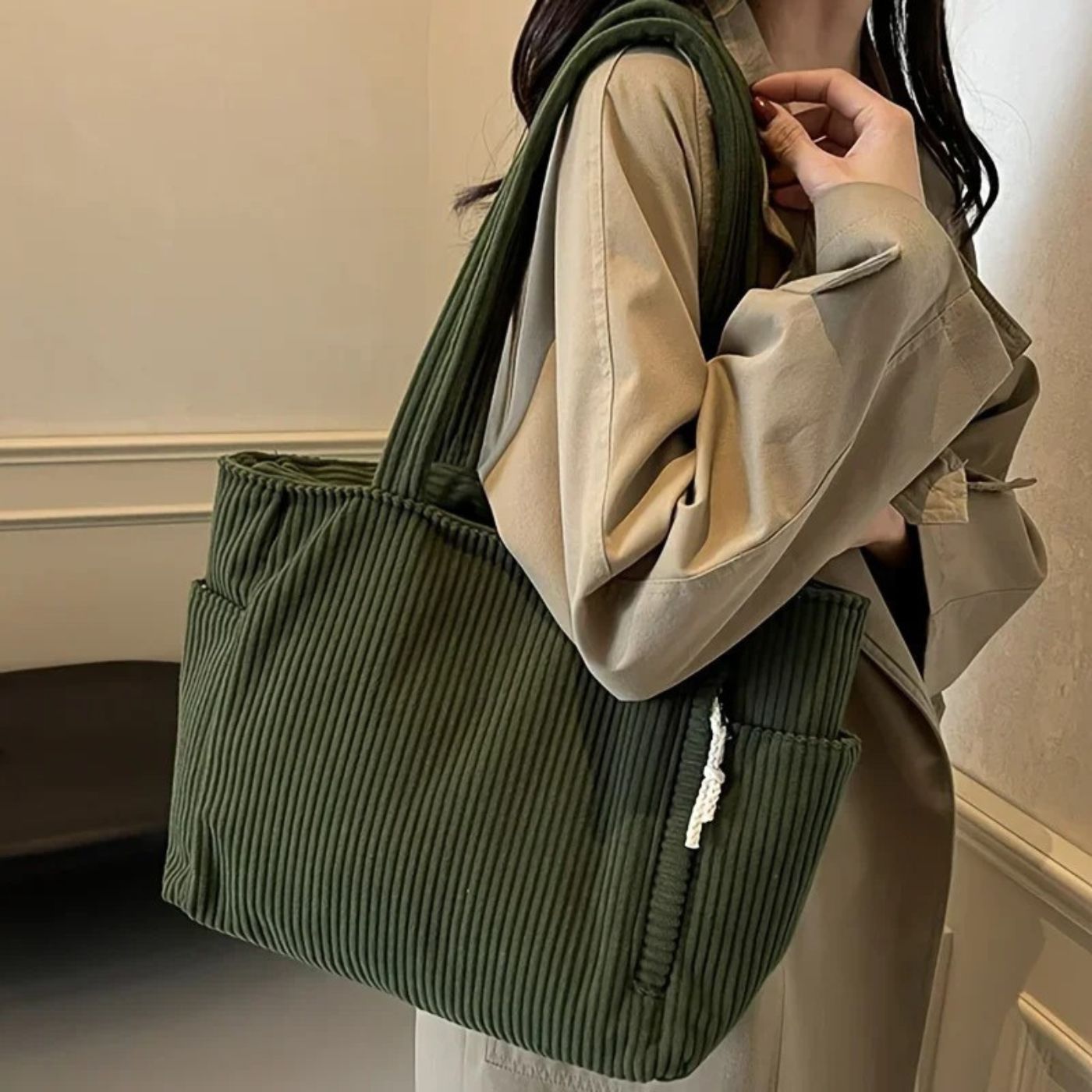Jenna™ – Stylish Corduroy Tote Bag