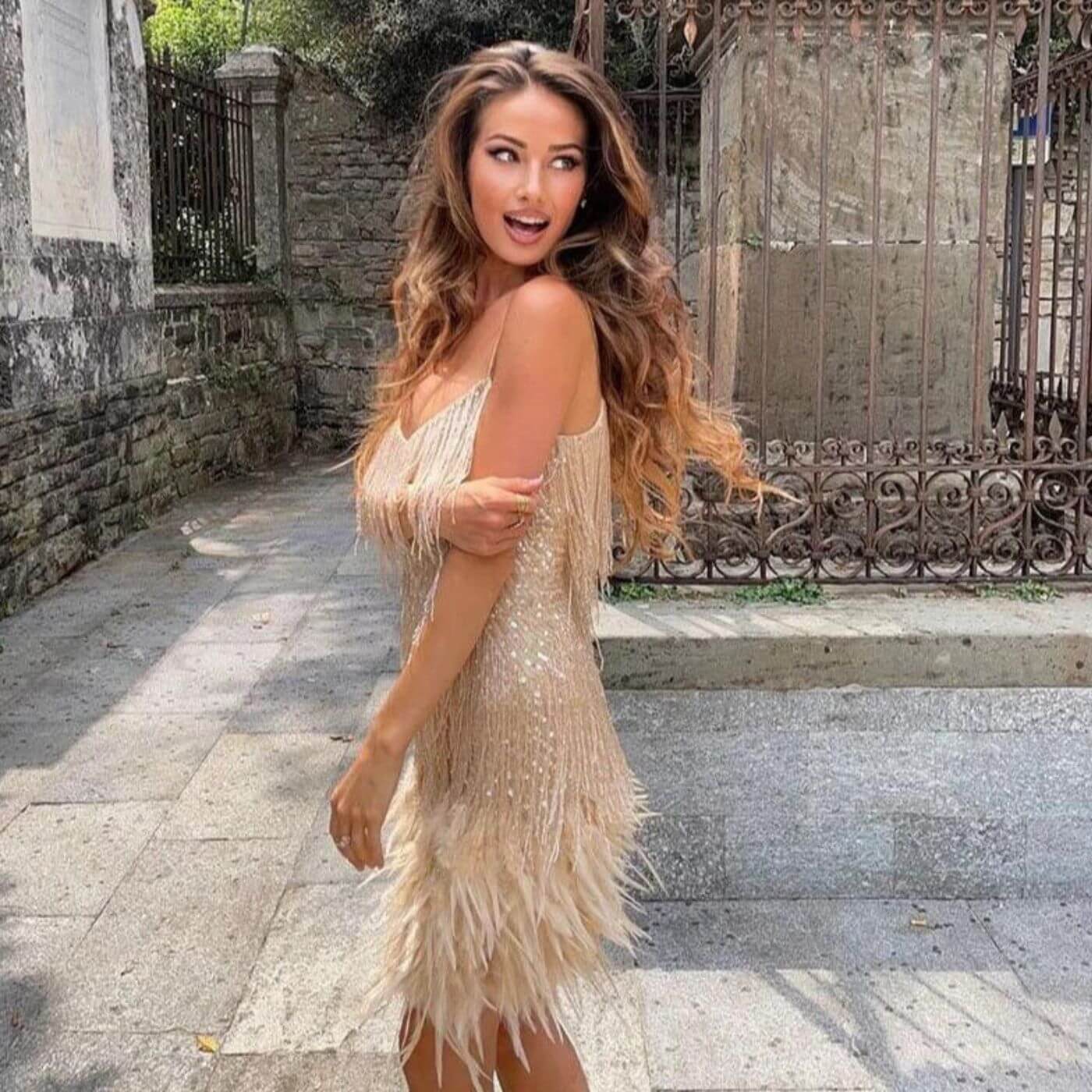Kaitlyn™ – Stylish Feather Mini Dress