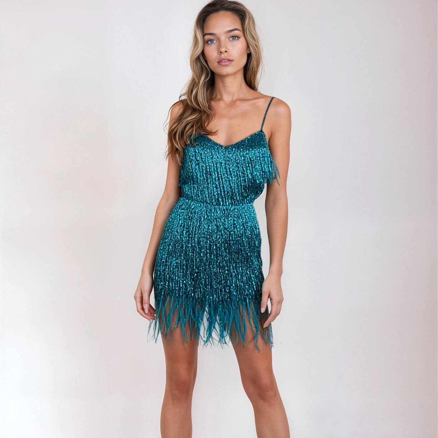 Kaitlyn™ – Stylish Feather Mini Dress