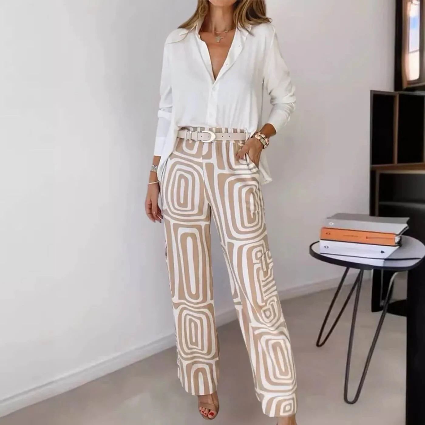 Ashley™ – Stylish Blouse and Trouser Set with Belt