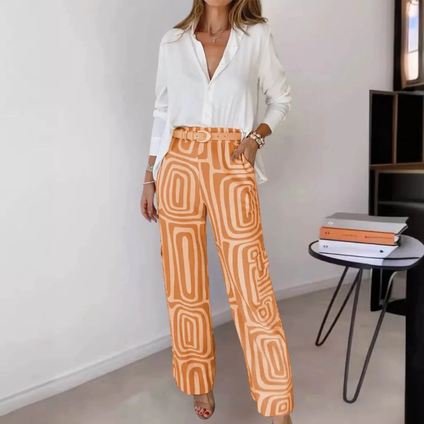 Ashley™ – Stylish Blouse and Trouser Set with Belt