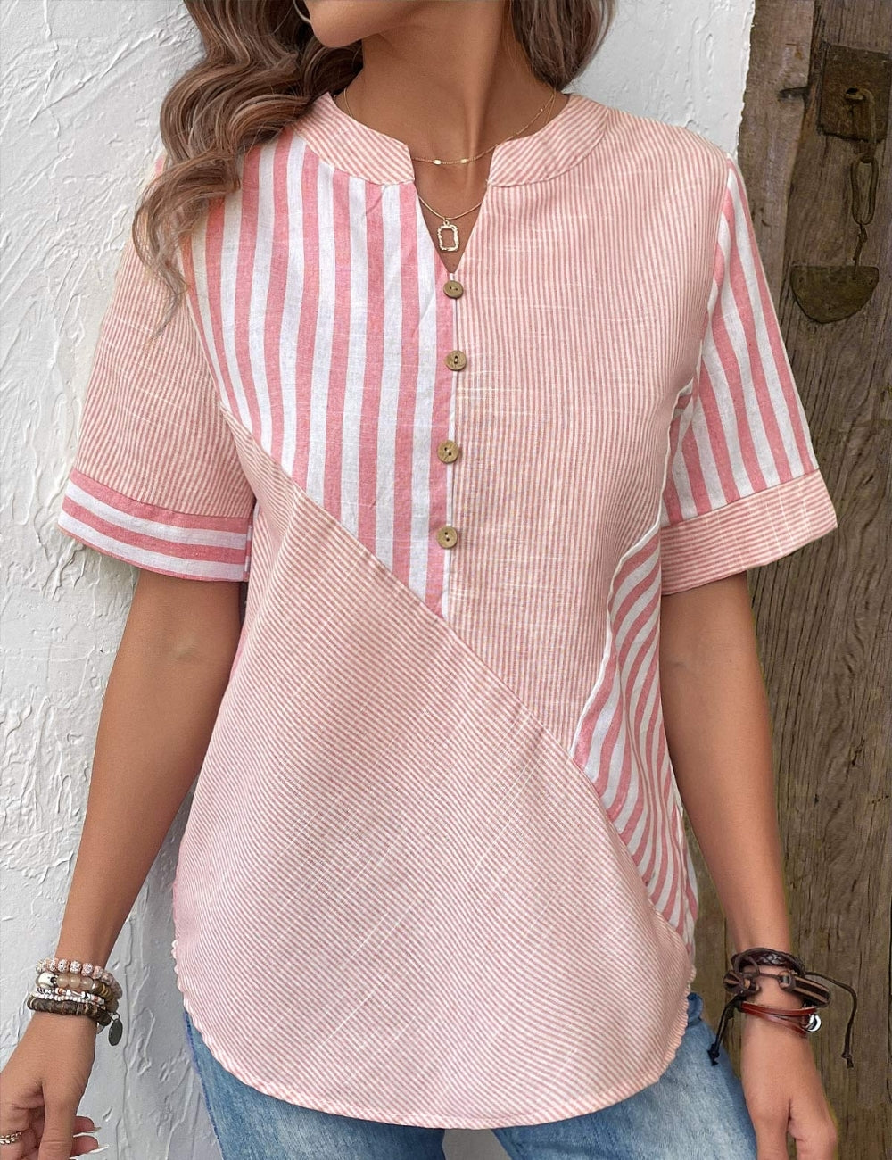 Dorothea™ - Casual Striped Button-Down Blouse