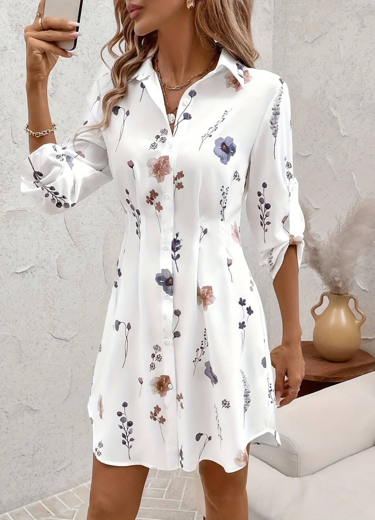 Erica™ – Elegant Button Down Floral Dress