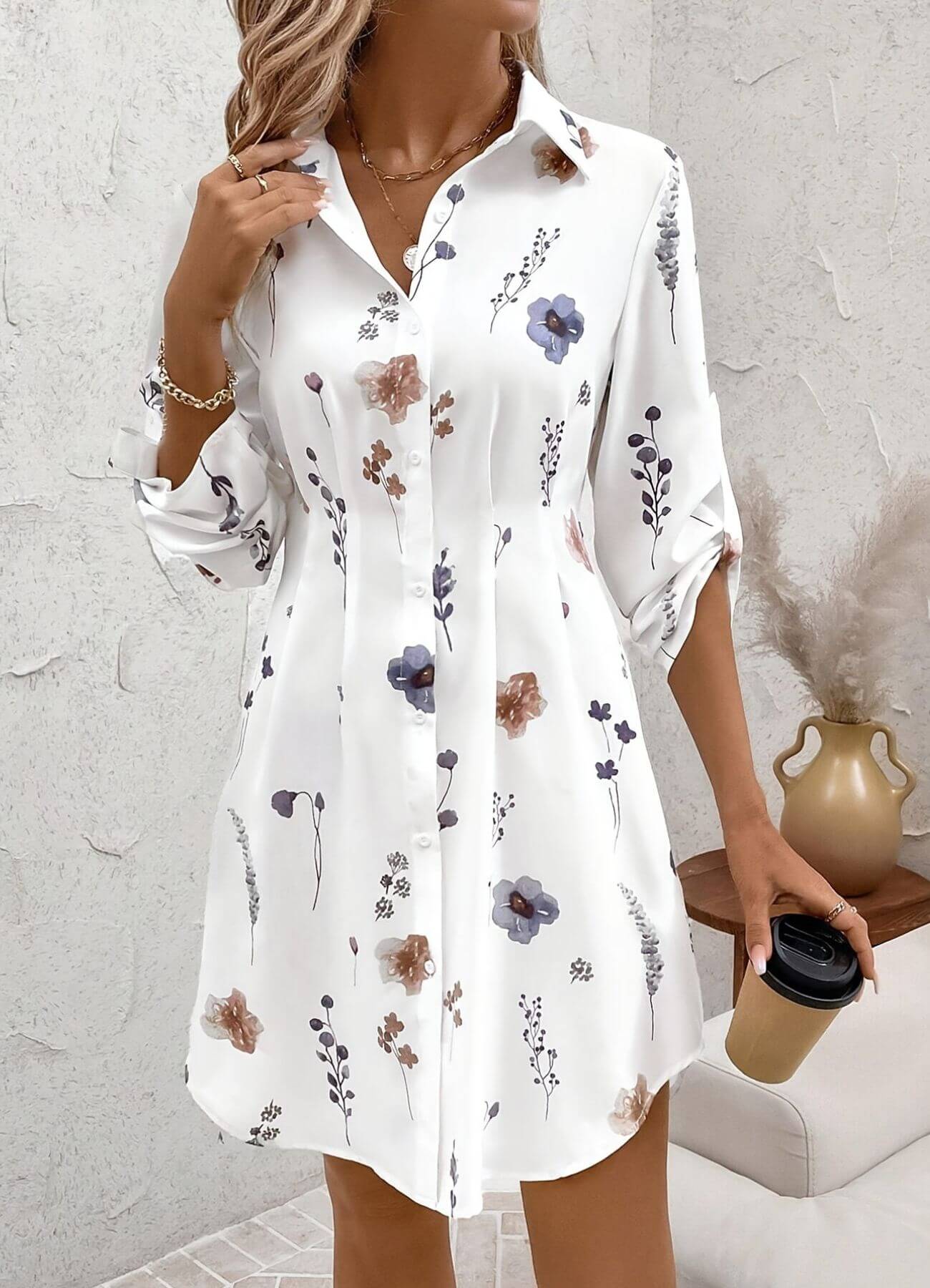 Erica™ – Elegant Button Down Floral Dress