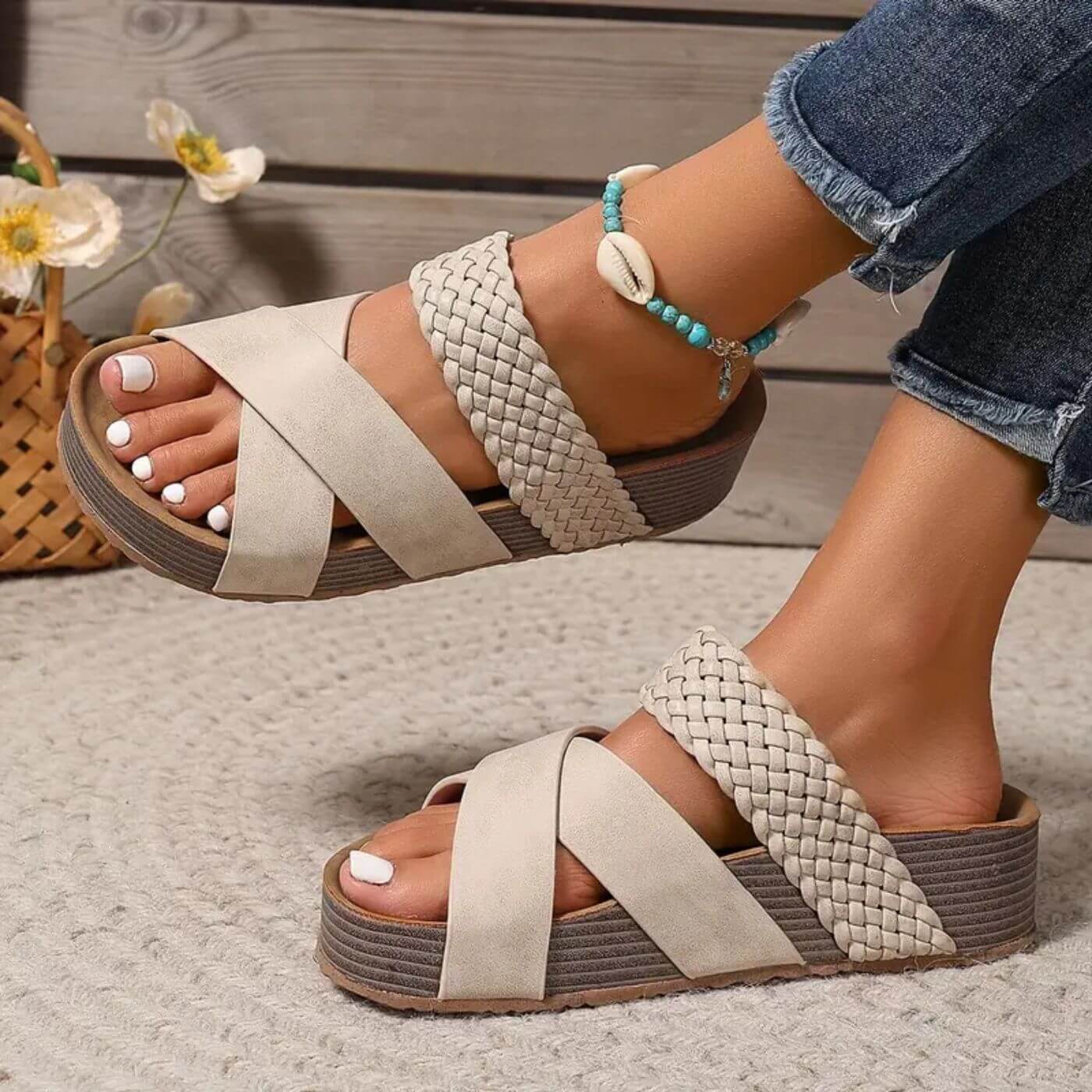 Geneviève™ – Orthopedic Leather Strap Summer Sandals