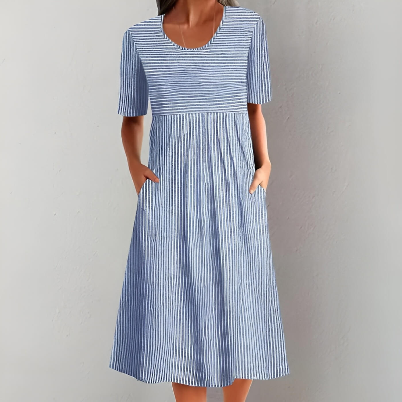 Lillian™ - Elegant Striped Midi Dress