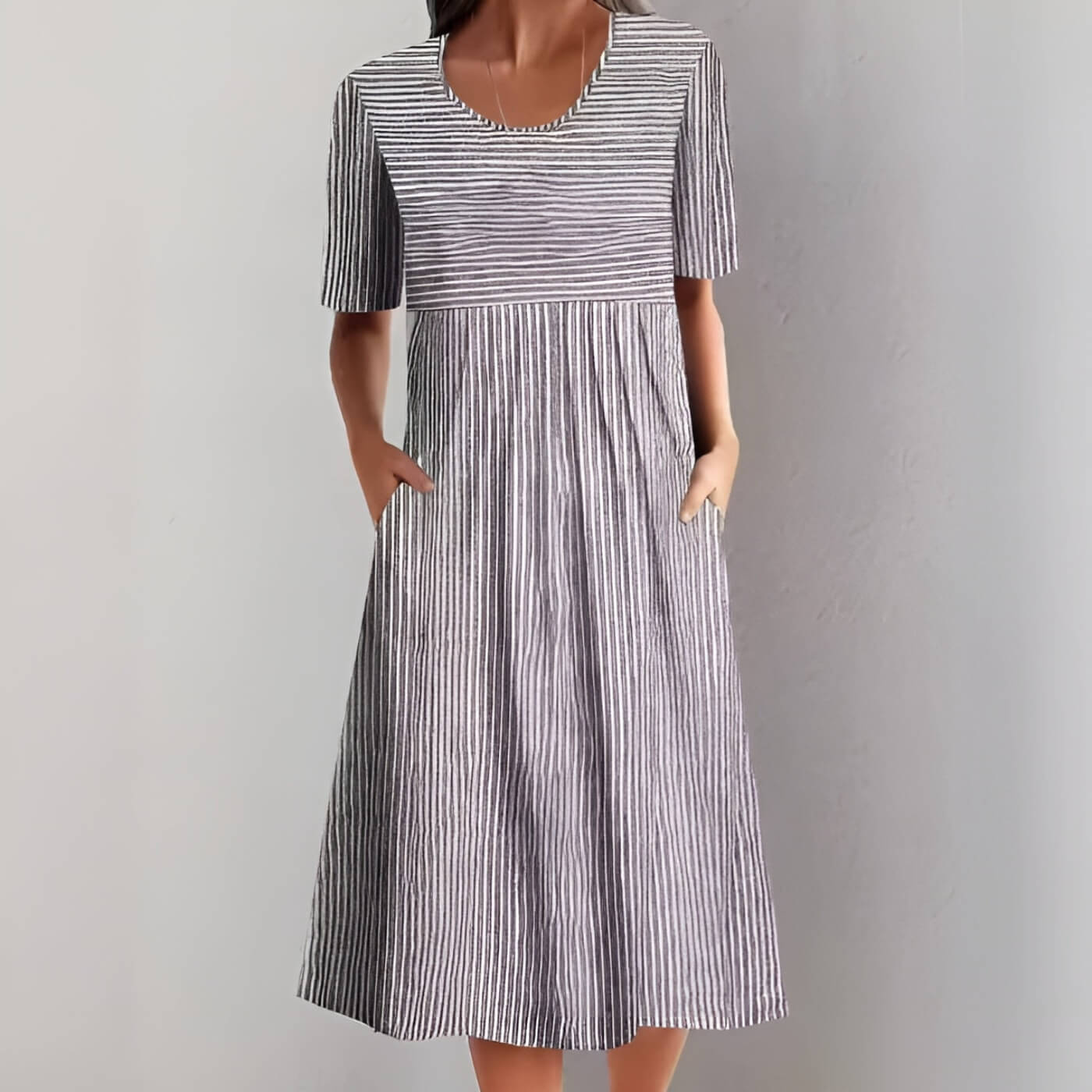 Lillian™ - Elegant Striped Midi Dress