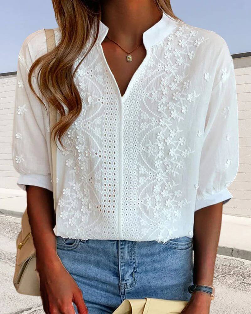 Penelope™ – Elegant Floral Embroidered Blouse